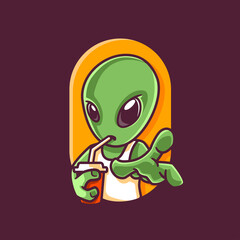 Cool Alien Restaurant Cafe Logo Template