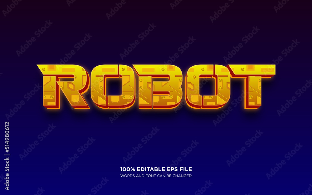 Poster robot 3d editable text style effect