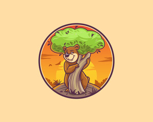 Cute Friendly Bear Smiling Cartoon Character