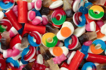 Tasty mix of jelly colorful candies.