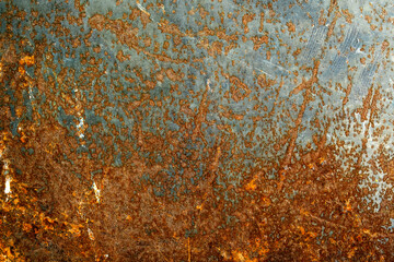 Texture of old metal with corrosion, rust close-up for a photophone.