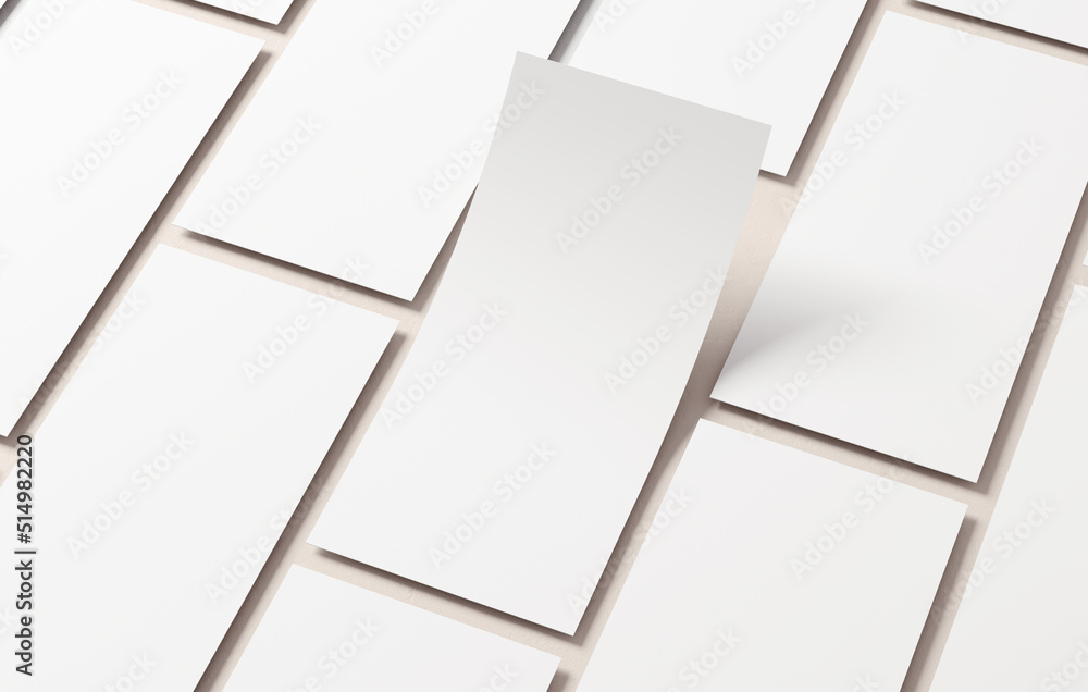 Poster multi vertical flyer mockup blank paper on a background for design presentation. white empty leaflet