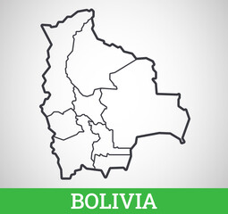 Simple outline map of Bolivia. Vector graphic illustration.