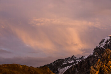 Sunset in Dolomites mountains, Alps, northern Italy