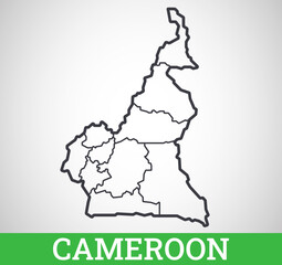 Simple outline map of Cameroon. Vector graphic illustration.