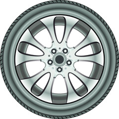 Obraz premium alloy wheel tyre against white background, abstract art illustration