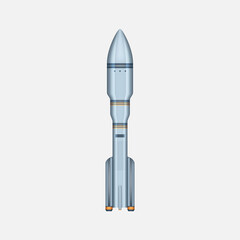 Realistic rocket spaceship for launching to space exploration mission. 3d missile spacecraft shuttle
