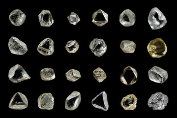 Sample of rough diamond crystal found in natural crystal forms