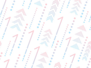 上昇するピンクと水色のグラデーションの矢印のパターン背景