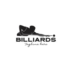 logo design. Pool games and tournaments with players, vector design and illustration