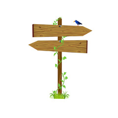 Natural wooden direction sign