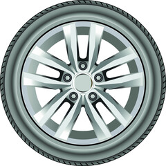 Obraz premium alloy wheel tyre against white background, abstract art illustration