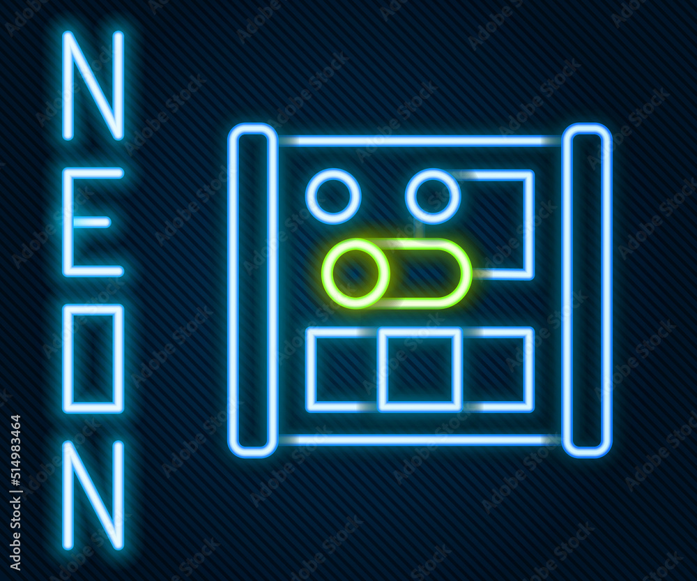 Poster glowing neon line graphing paper for engineering icon isolated on black background. colorful outline