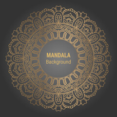 Luxury ornamental mandala design in golden color arabesque pattern background