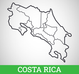 Simple outline map of Costa Rica. Vector graphic illustration.