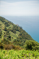 Beautiful view of Paradise. Cinque Terre in Italy. Mediterranean Sea