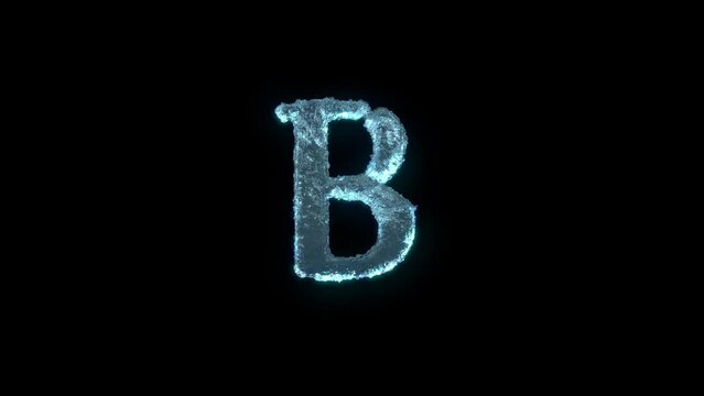 The Letter B Of Ice Isolated On Black With Alpha Matte.
