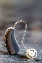 Hearing-auditory earpiece hole close up