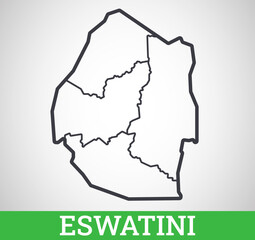 Simple outline map of Eswatini. Vector graphic illustration.