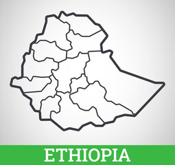 Simple outline map of Ethiopia. Vector graphic illustration.