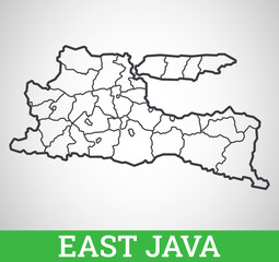 Simple outline map of East Java. Vector graphic illustration.