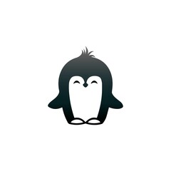 Cute penguin icon in flat style and logo.