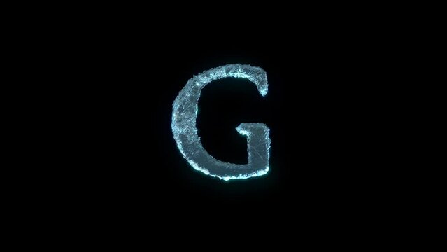 The Letter G Of Ice Isolated On Black With Alpha Matte.