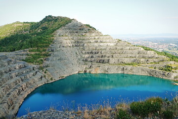 View of Europe's largest asbestos mine, was active until 1990.
