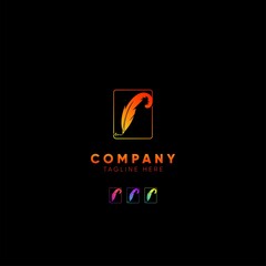 Feather pen logo, Simple and creative logo design.