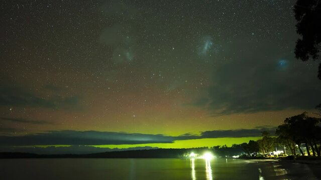 Aurora Australis time lapse in Tasmania Australia 