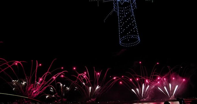Penghu, Taiwan Firework festival and drone performance in Penghu of Taiwan