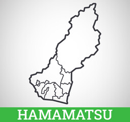 Simple outline map of Hamamatsu, Shizouka, Japan. Vector graphic illustration.