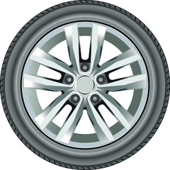Obraz premium Realistic alloy wheel car tire style sport on white background vector illustration.