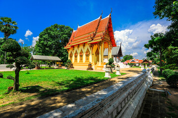 The background of Thailand's major religious sites in Khon Kaen, with ancient pagodas and beautiful churches for future generations to study history (Phra That Kham Kaen)