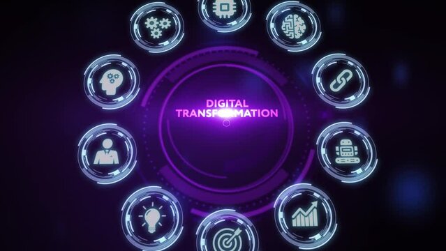 Concept of digitization of business processes and modern technology. Digital transformation.