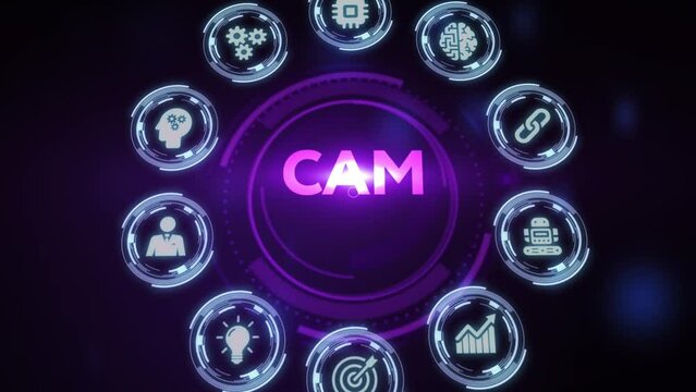 CAM Computer-aided manufacturing industrial technology automation concept.