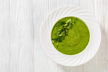 Tarator, summer cold cucumber soup in bowl