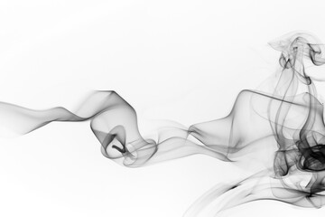 black smoke abstract on white background, Toxic smoke is moving