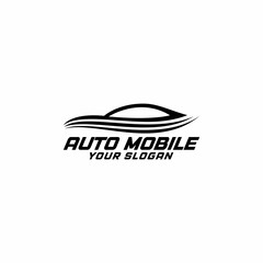 Car logo in simple line graphic design template vector