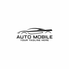 Automotive logo with a car shadow icon