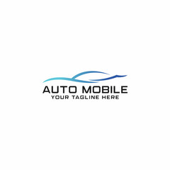 Automotive logo with a car shadow icon