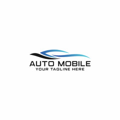 Automotive logo with a car shadow icon