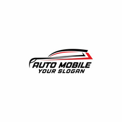 SUV car logo on dark background. Modern SUV car. Simple line utility vehicle silhouette.