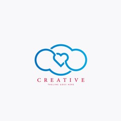 Cloud Logo Design Element with heart shape