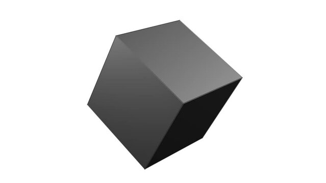 Black and white cube animated on white 