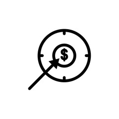 Target icon with dollar. Suitable for entrepreneur icon, business. line icon style. Simple design editable