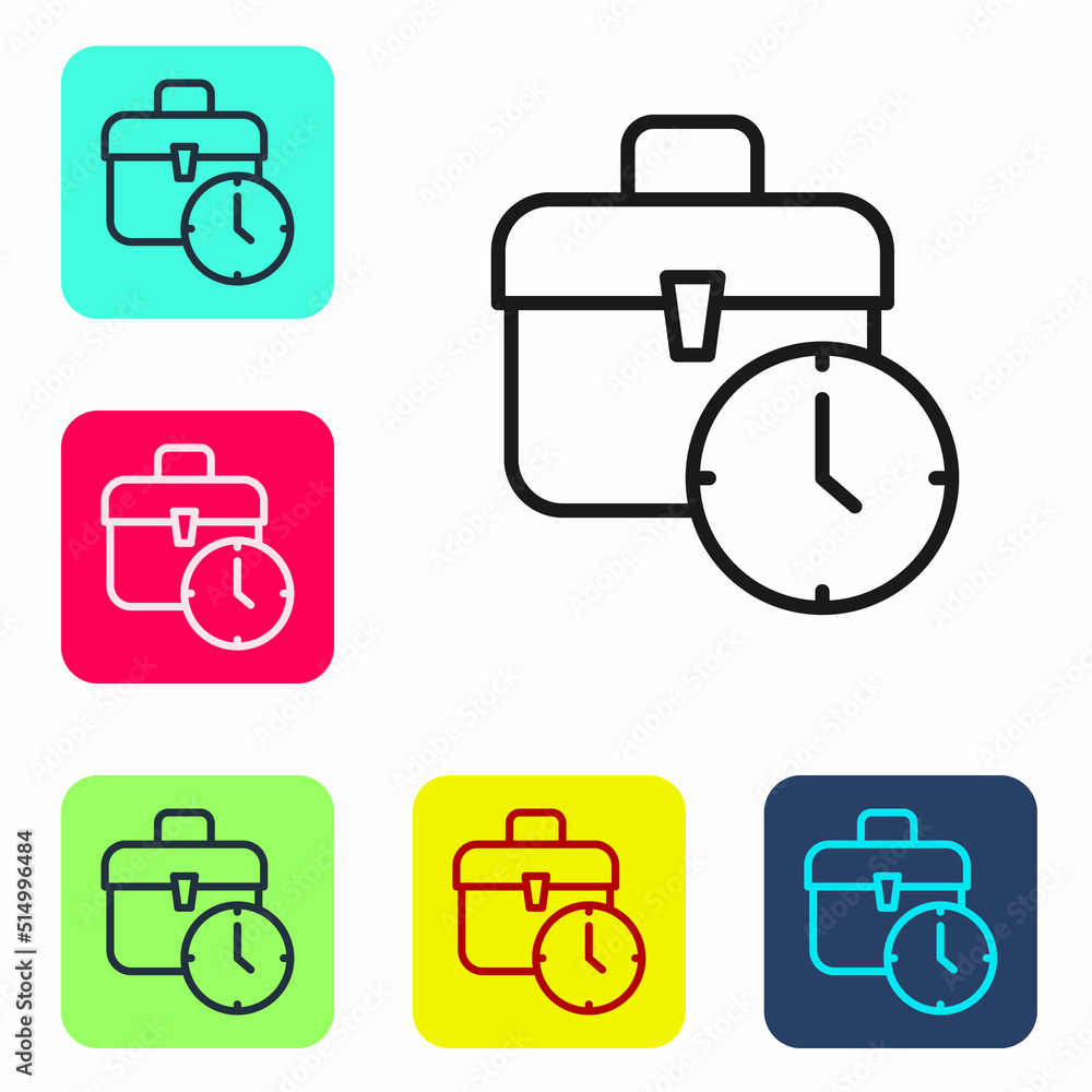 Poster black line work time icon isolated on white background. office worker. working hours. business brief