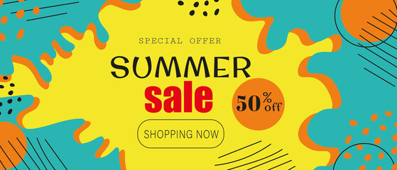 Obraz premium Summer sale banner, abstract background. Can be used for template, banners, wallpaper, flyers, invitation, posters, brochure, voucher discount. 