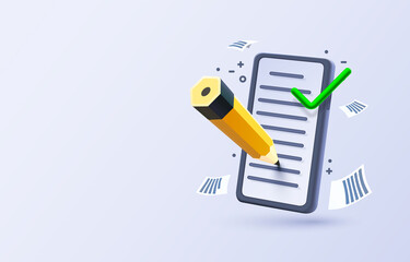 Mobile document check list service, organization management, Smartphone mobile screen, technology mobile display. Vector