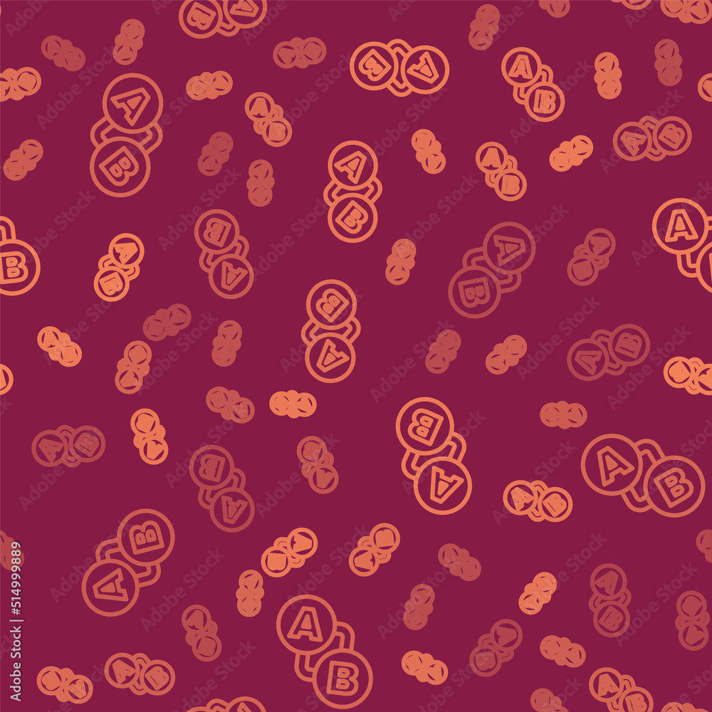 Aufkleber brown line route location icon isolated seamless pattern on red background. map pointer sign. concep
